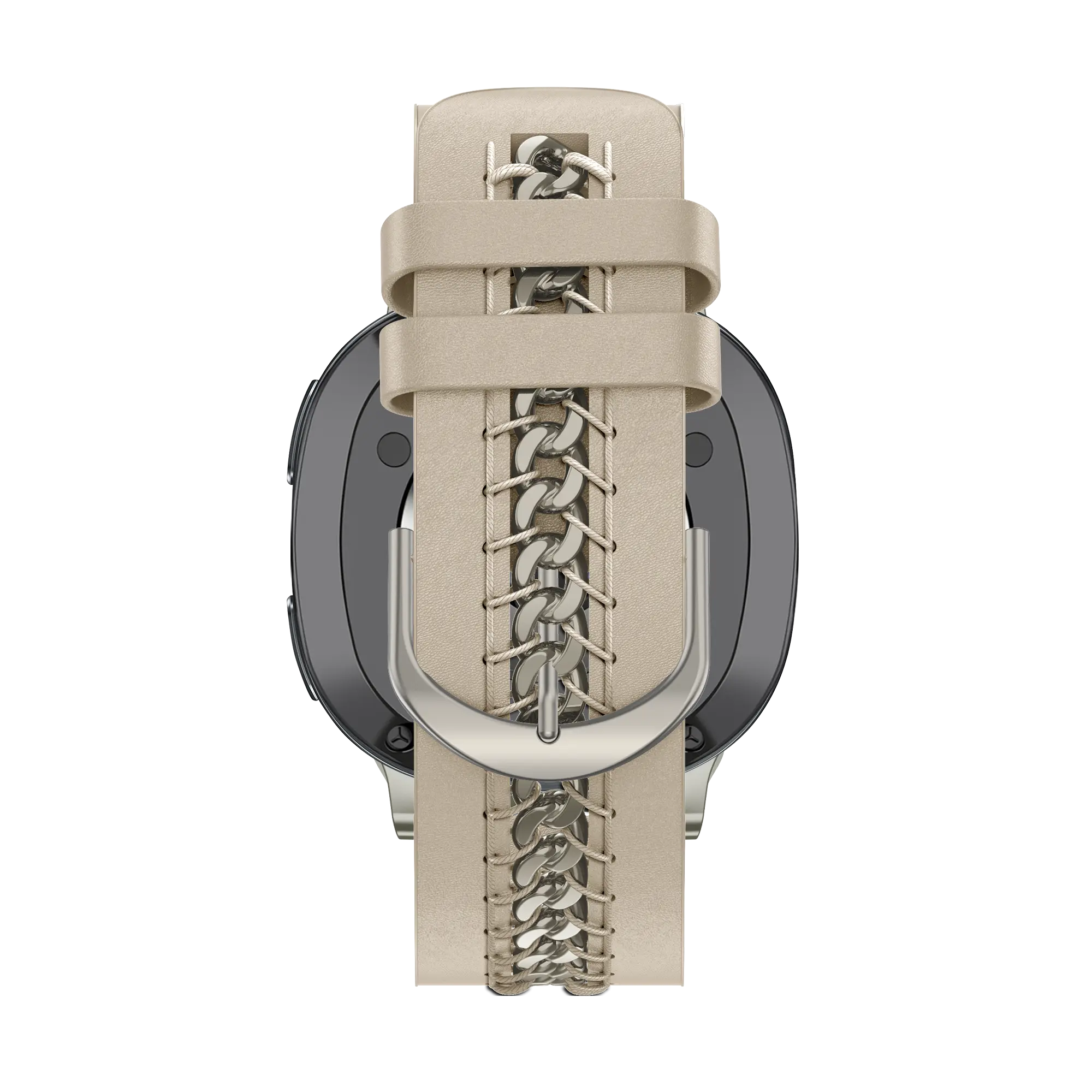 Bandz Samsung Galaxy Watch 8 - 44mm Leather Strap 'Chains' (Beige)