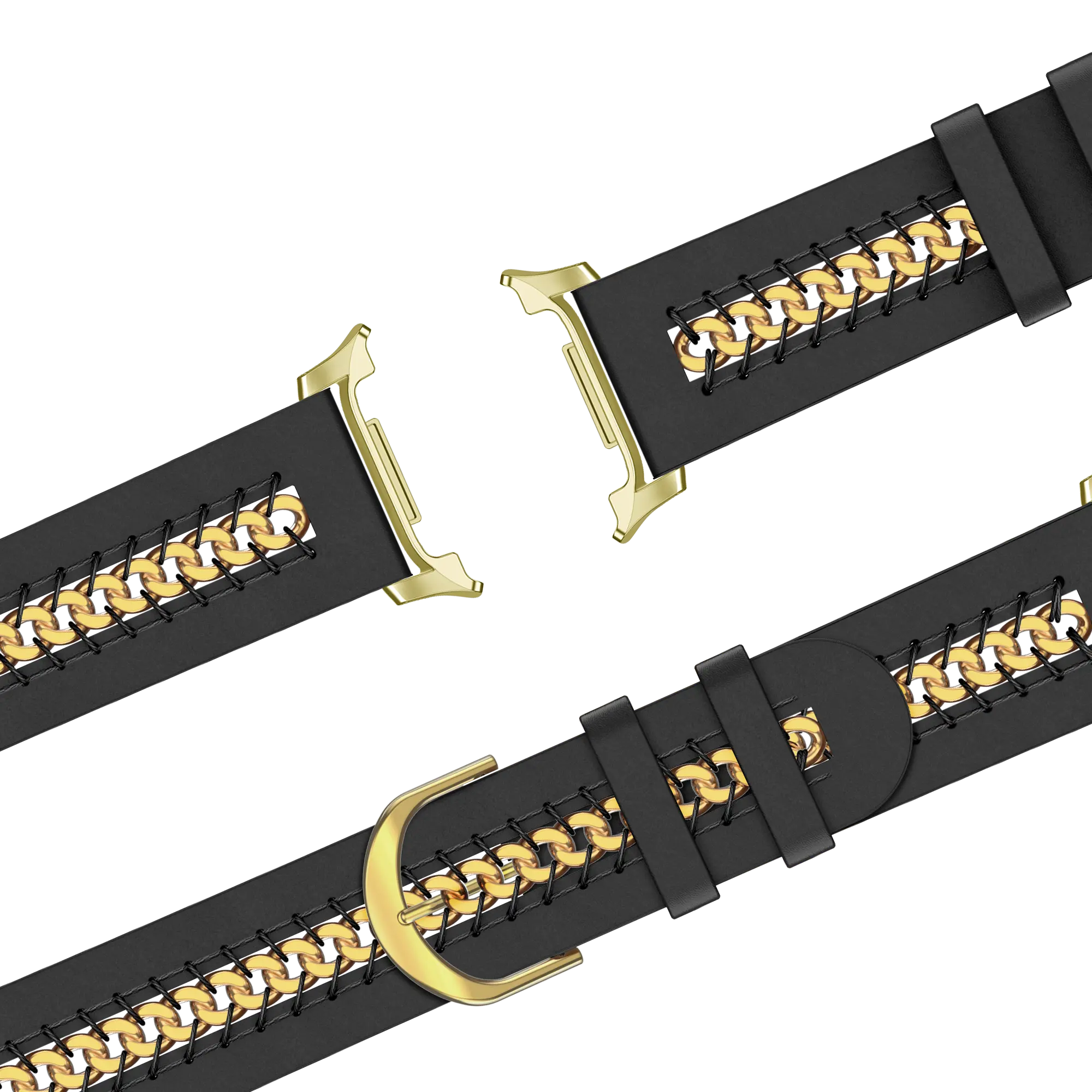 Bandz Samsung Galaxy Watch 8 - 40mm Leather Strap 'Chains' (Black)