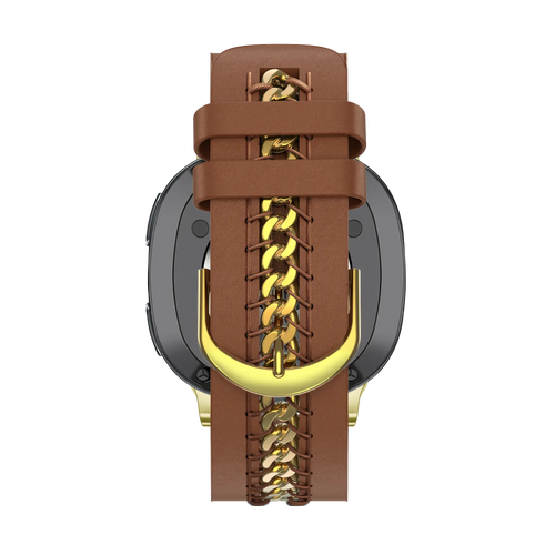 Bandz Samsung Galaxy Watch 8 - 40mm Leather Strap 'Chains' (Brown)