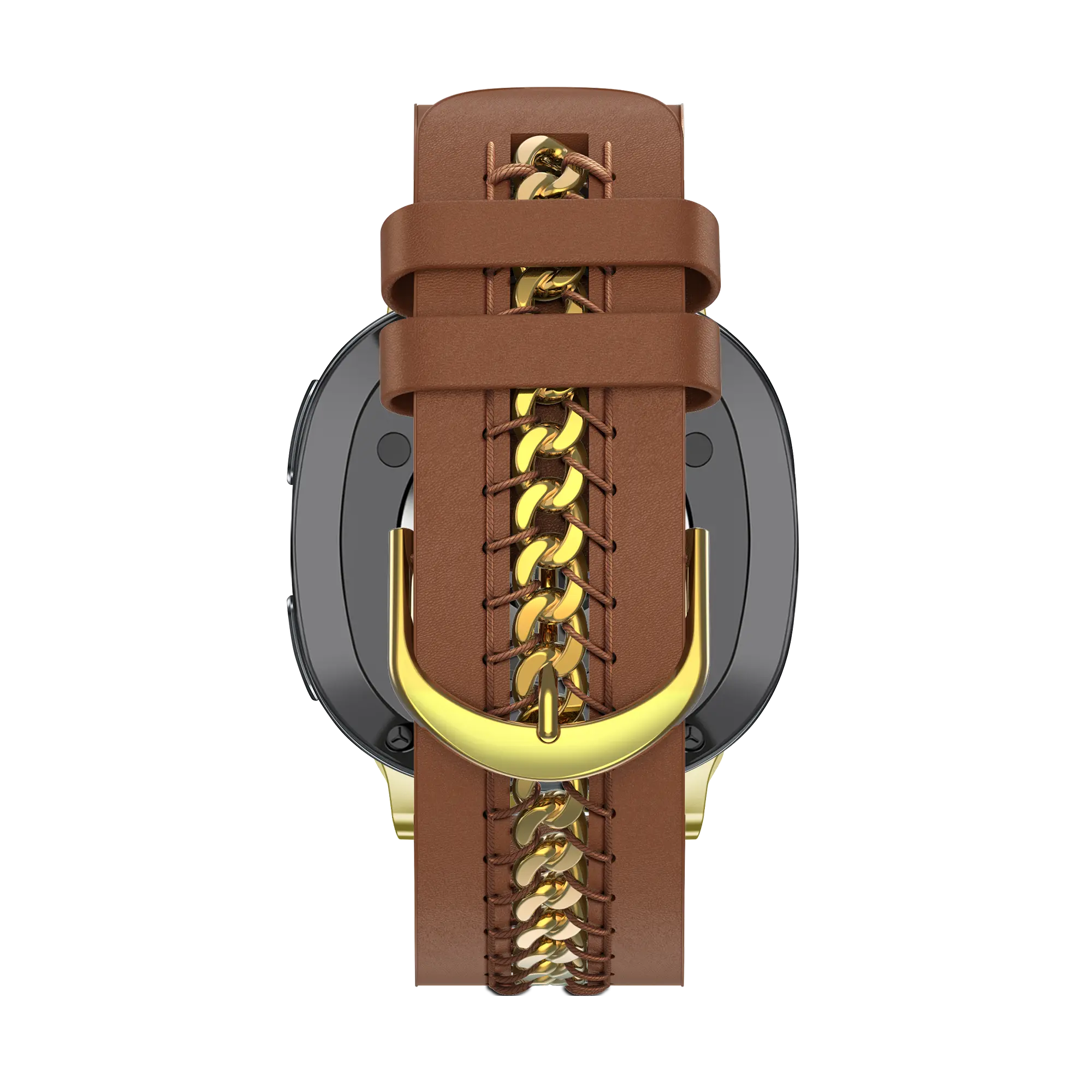 Bandz Samsung Galaxy Watch 8 - 44mm Leather Strap 'Chains' (Brown)