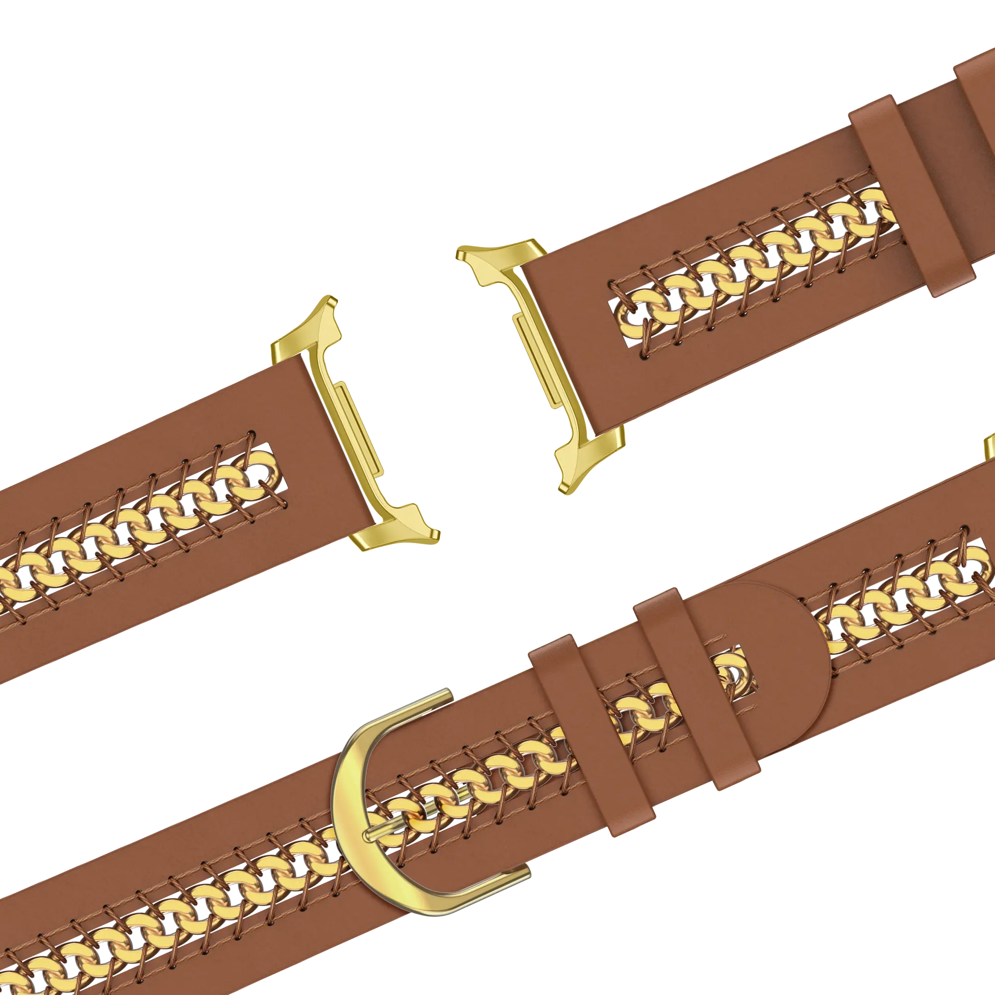 Bandz Samsung Galaxy Watch 8 - 44mm Leather Strap 'Chains' (Brown)