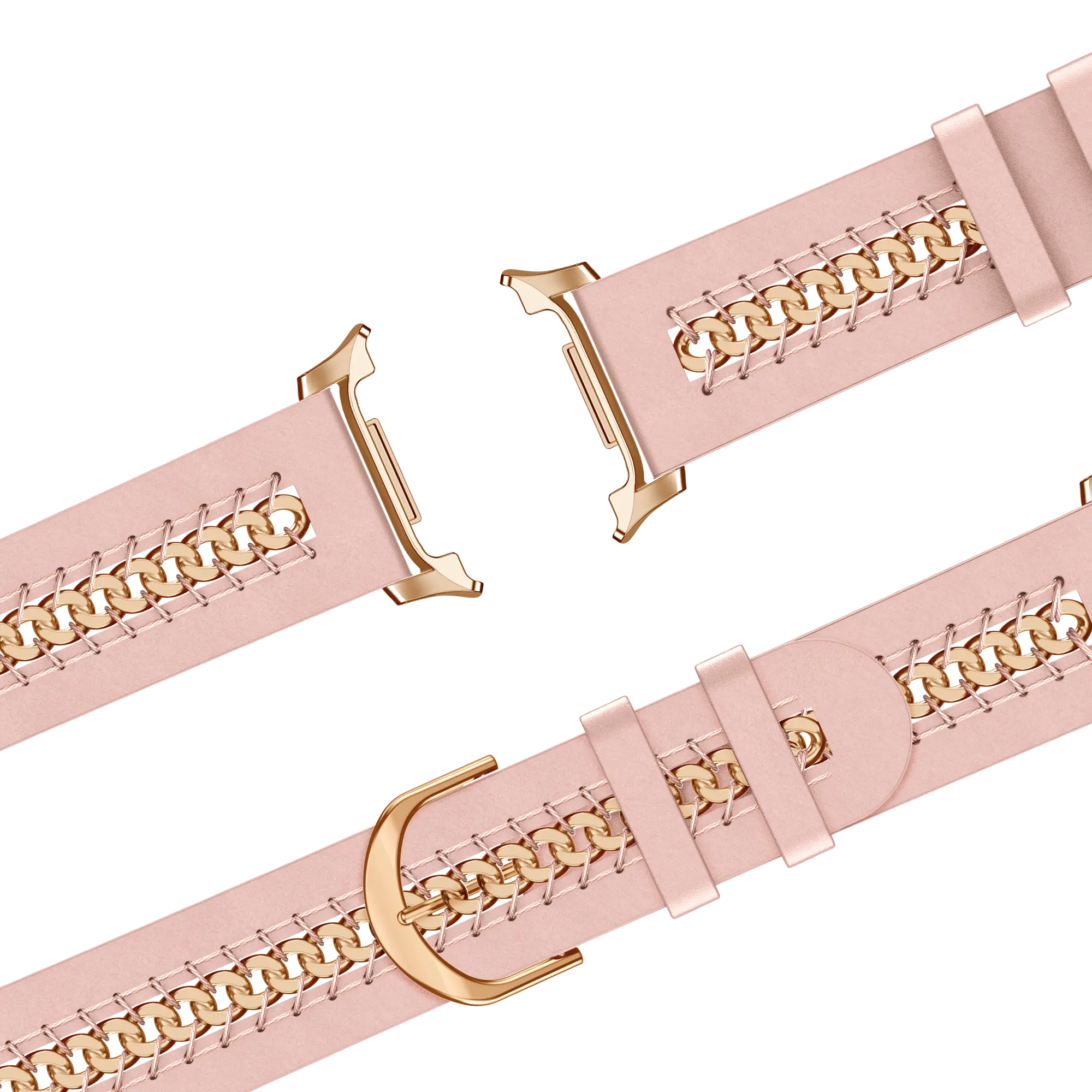 Bandz Samsung Galaxy Watch 8 - 44mm Leather Strap 'Chains' (Pink)