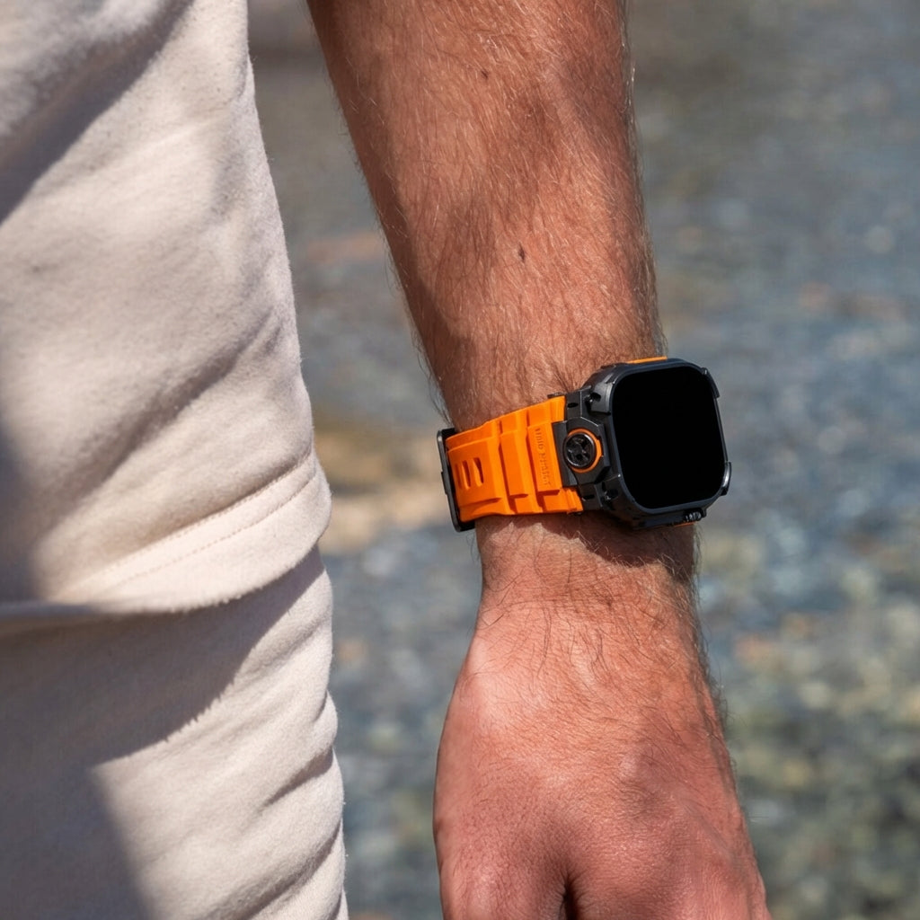 Apple Watch Ultra 'Four Claw' Silicone Strap (Orange/Black)