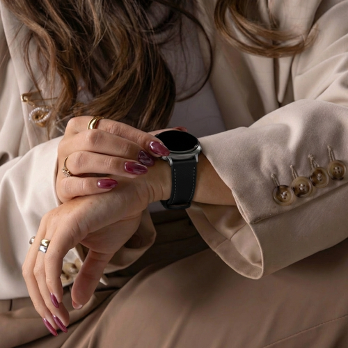Samsung Galaxy Watch 8 - 44mm Leather Grain Strap (Black)