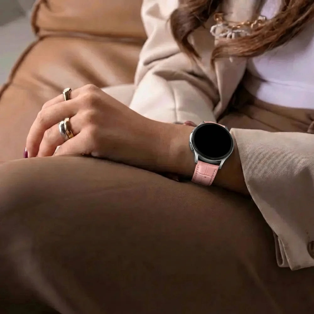 Samsung Galaxy Watch 4 44mm Leather Strap Crocodile Grain (Soft Pink)