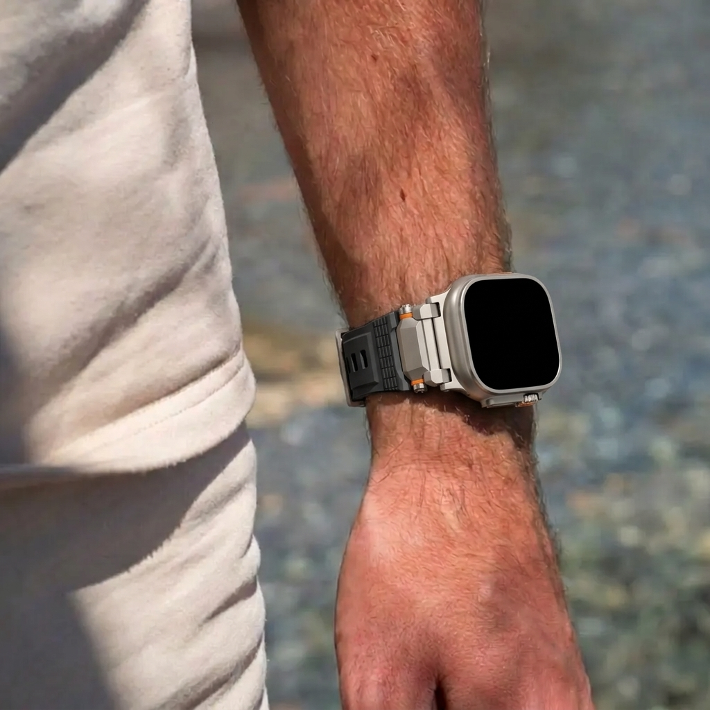 Apple Watch 'Adventurer' Silicone Strap (Black with Titanium)