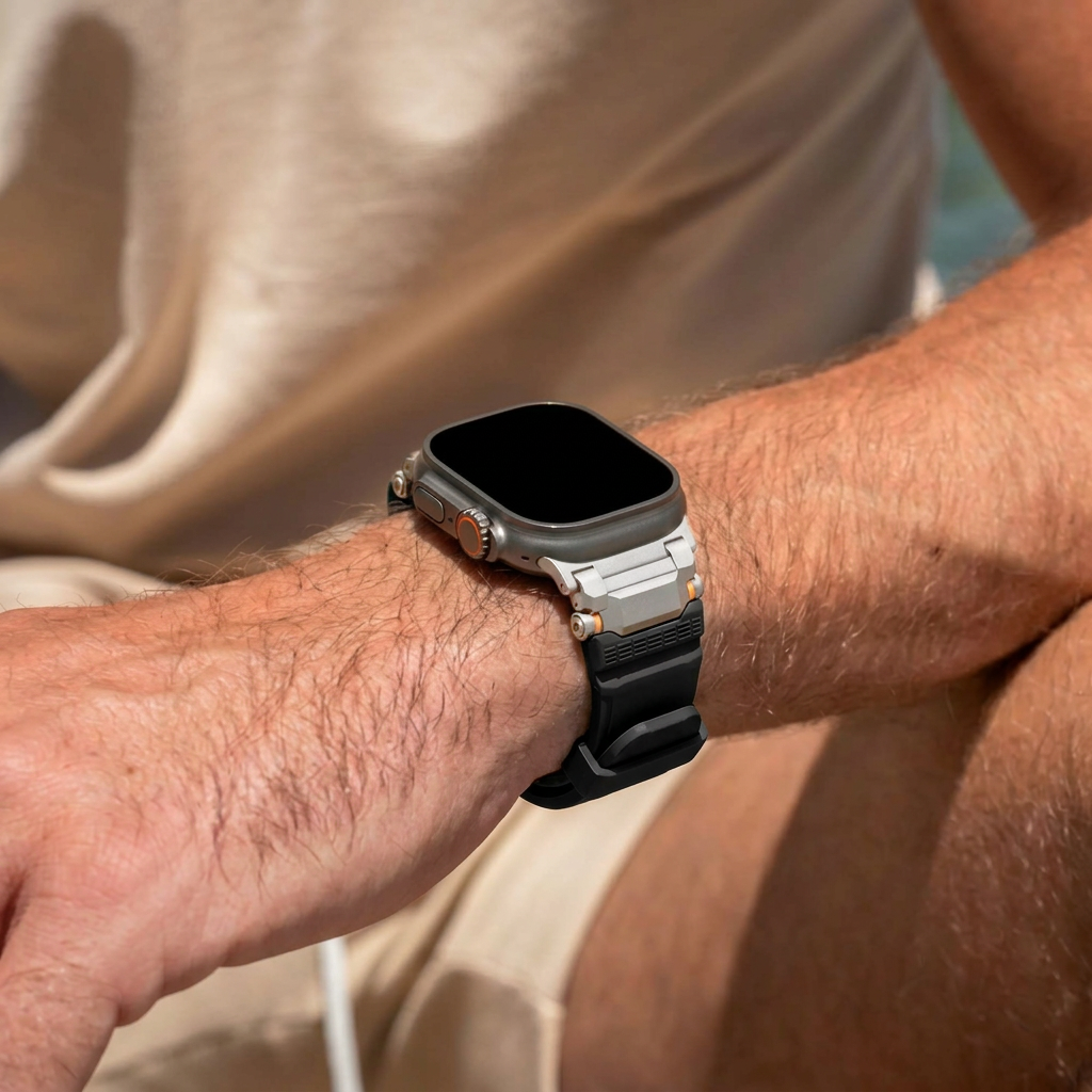 Apple Watch 'Adventurer' Silicone Strap (Black with Titanium)