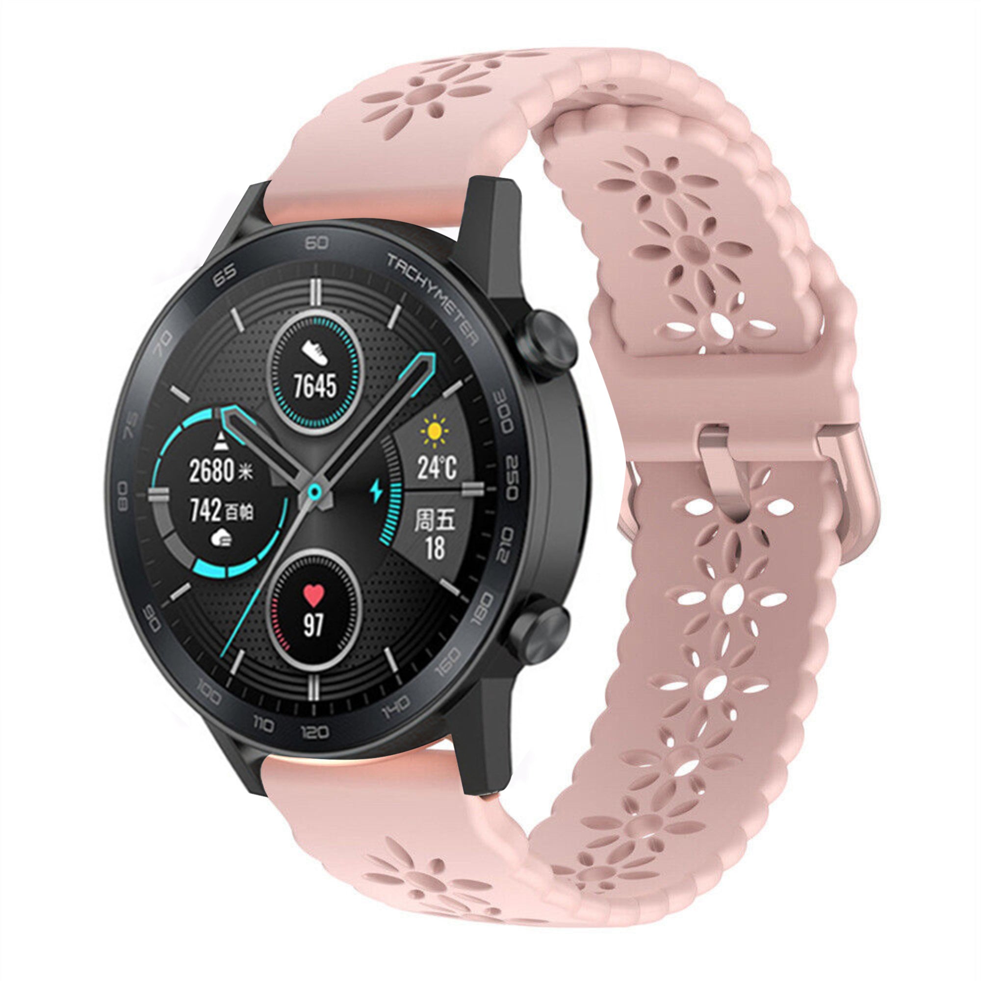 honor-magic-watch-2-siliconen-bandje-patroon-roze