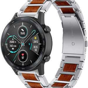 honor-magic-watch-2-stalen-houten-band-zilver