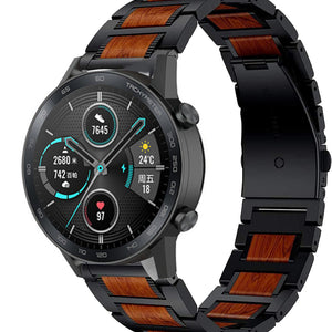 honor-magic-watch-2-stalen-houten-band-zwart