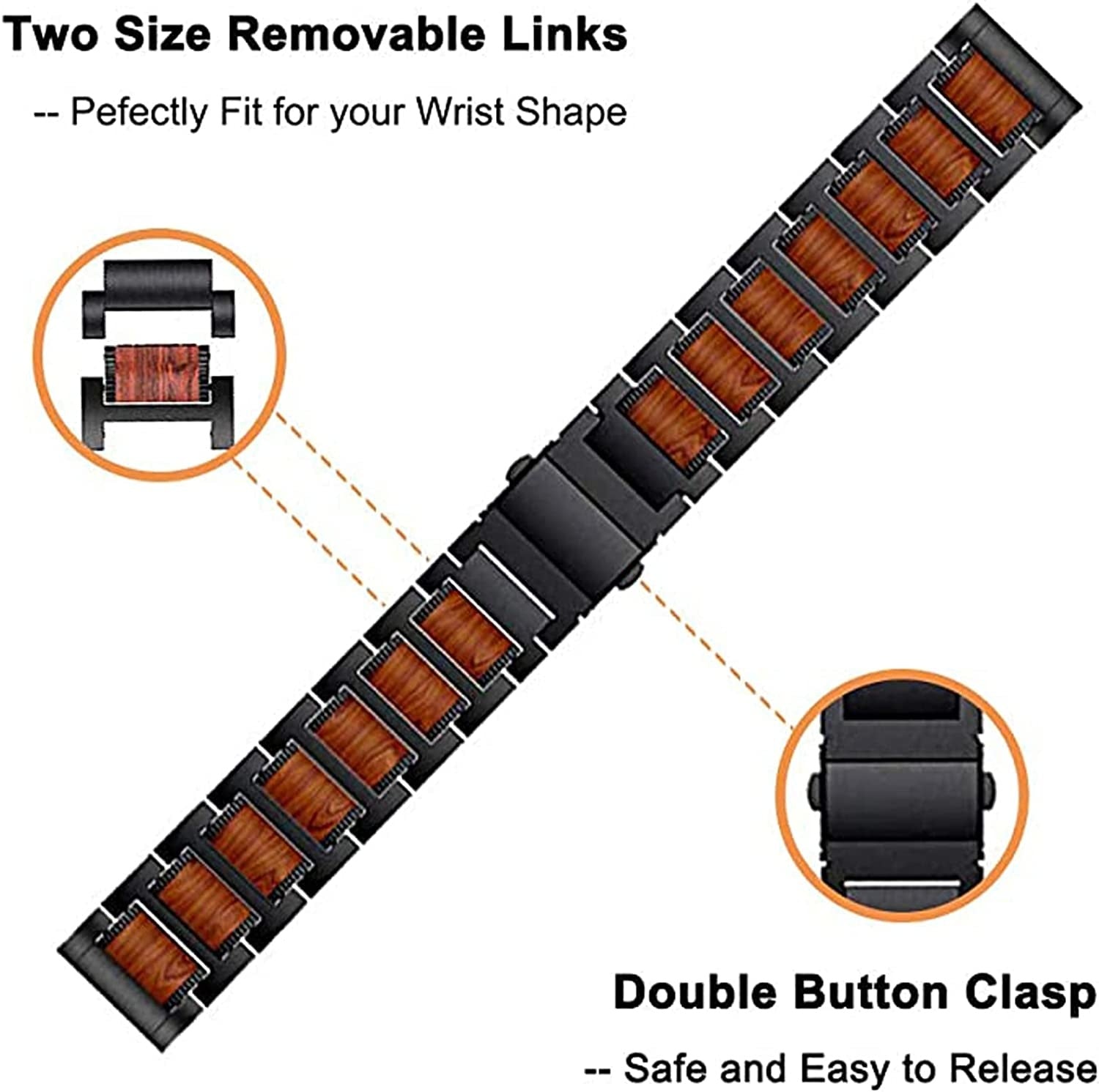Garmin Forerunner 255 Wooden / Steel Strap (Black)