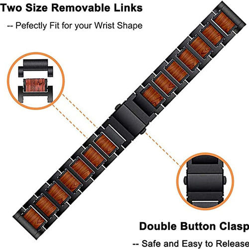 Garmin Vivoactive 4 Wooden / Steel Strap (Black)