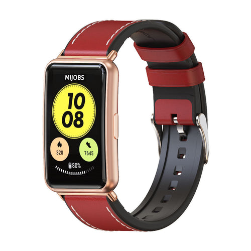 Huawei Watch Fit SE Leather Hybrid Strap (Red)