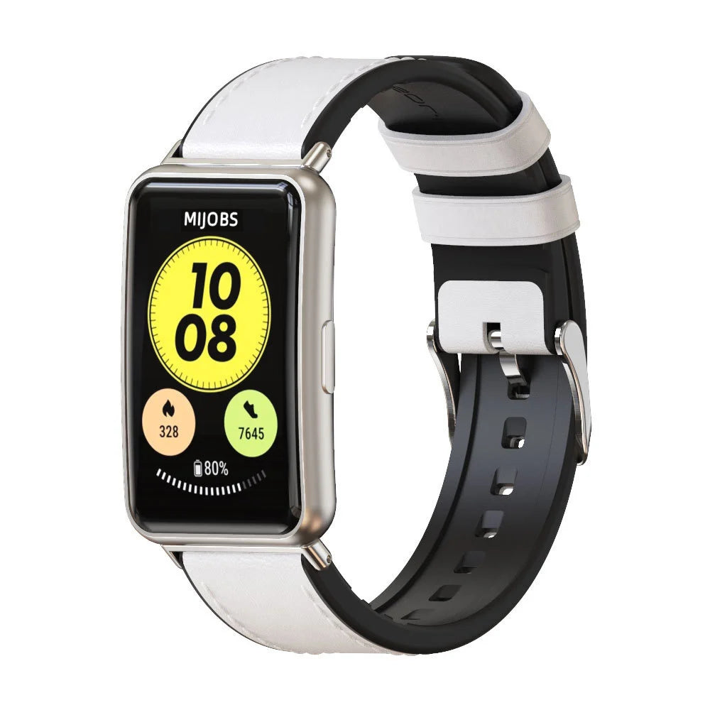 Huawei Watch Fit SE Leather Hybrid Strap (White)