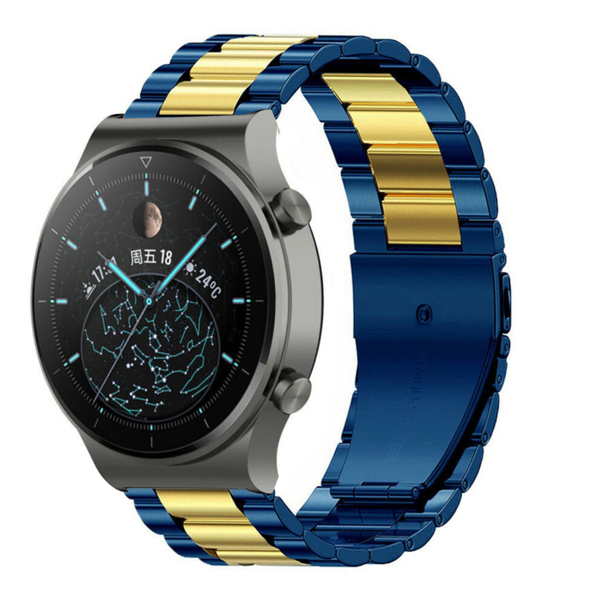 huawei-watch-gt-2-pro-stalen-band-blauw-goud