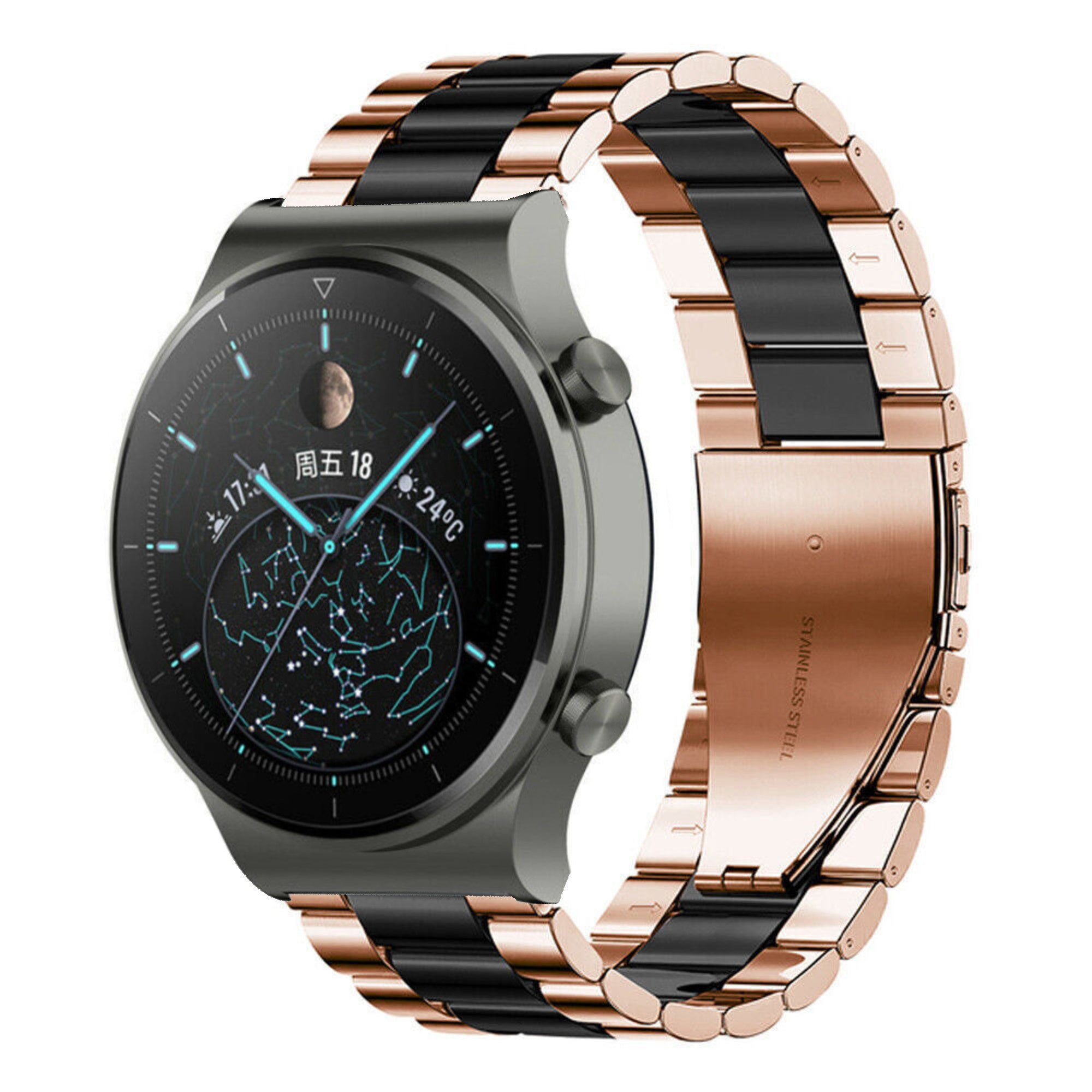 huawei-watch-gt-2-pro-stalen-band-rose-goud-zwart