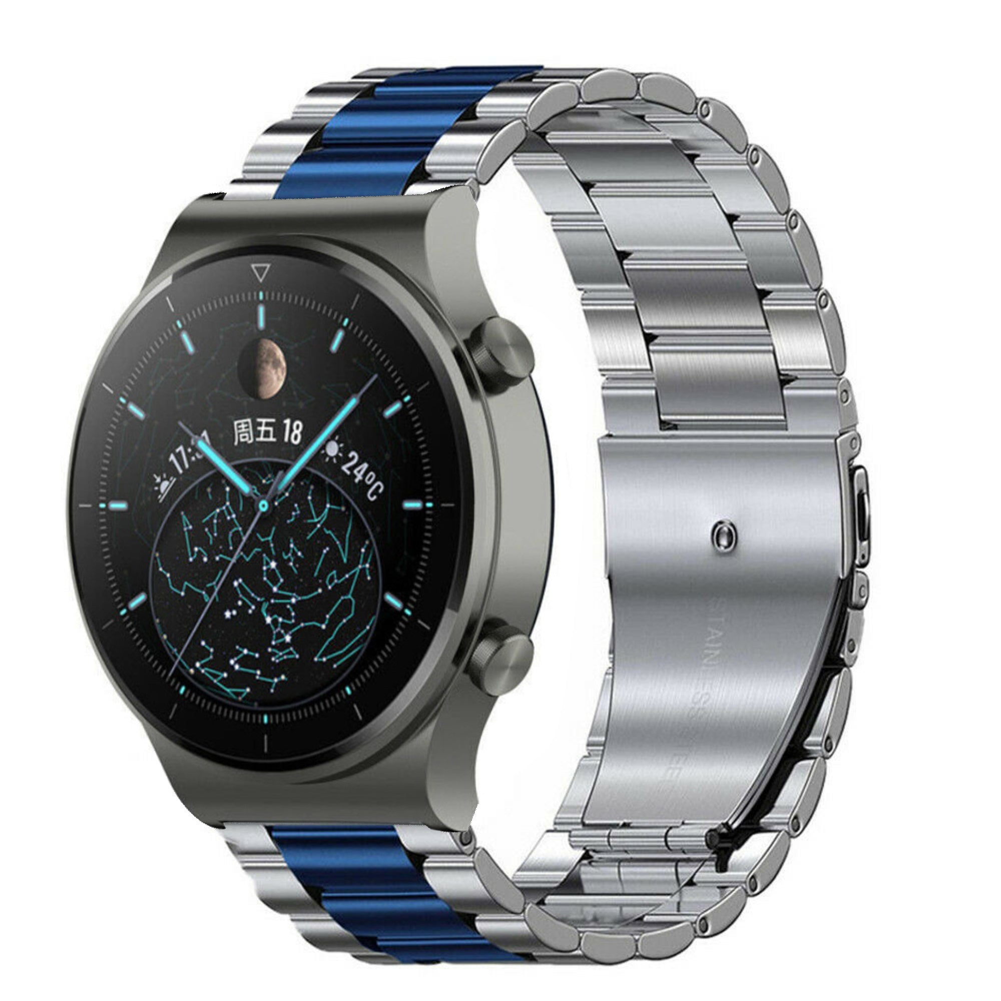 huawei-watch-gt-2-pro-stalen-band-zilver-blauw