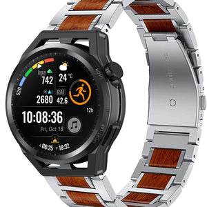huawei-watch-gt-runner-stalen-houten-band-zilver