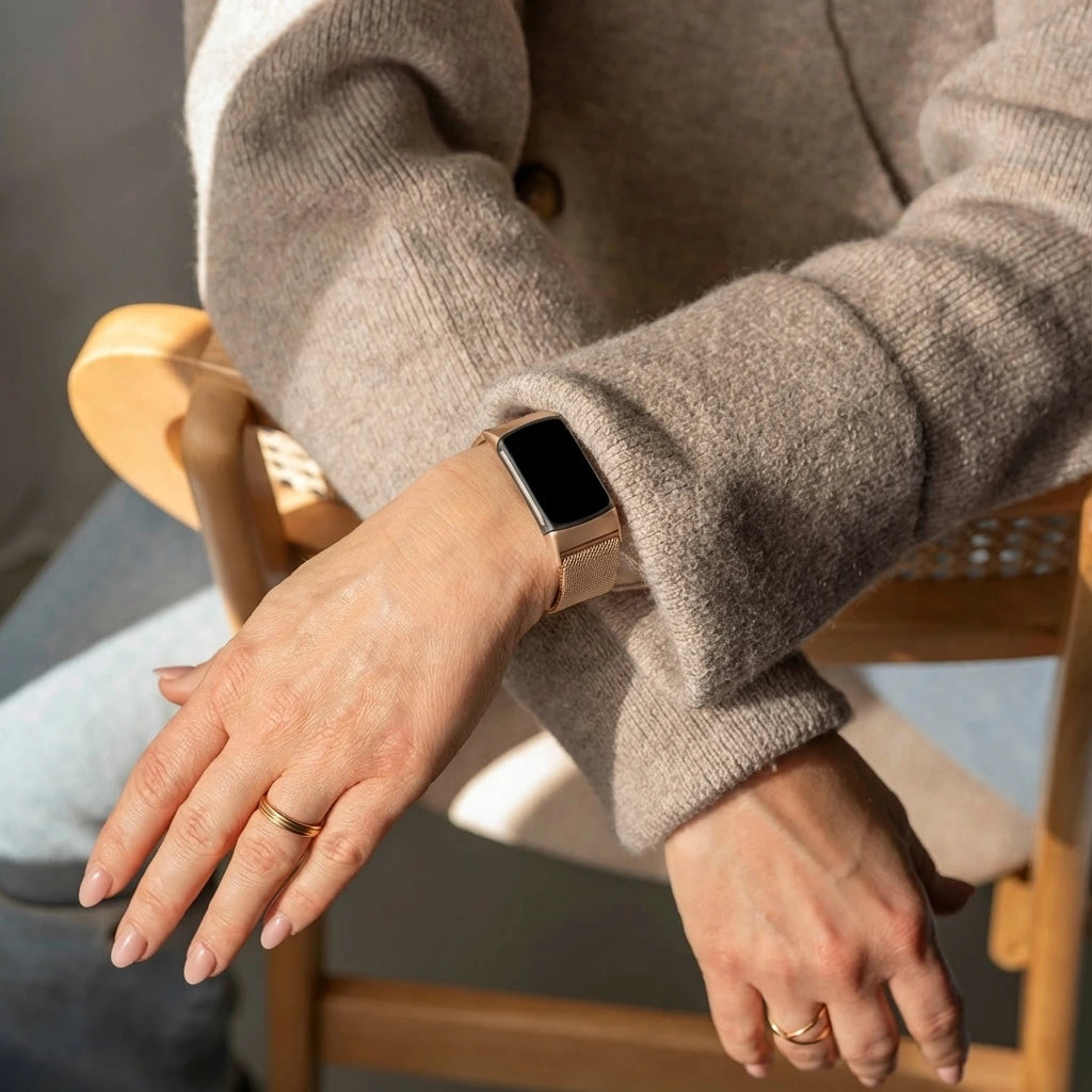 Fitbit Charge 6 Milanese Strap (Rose Gold)