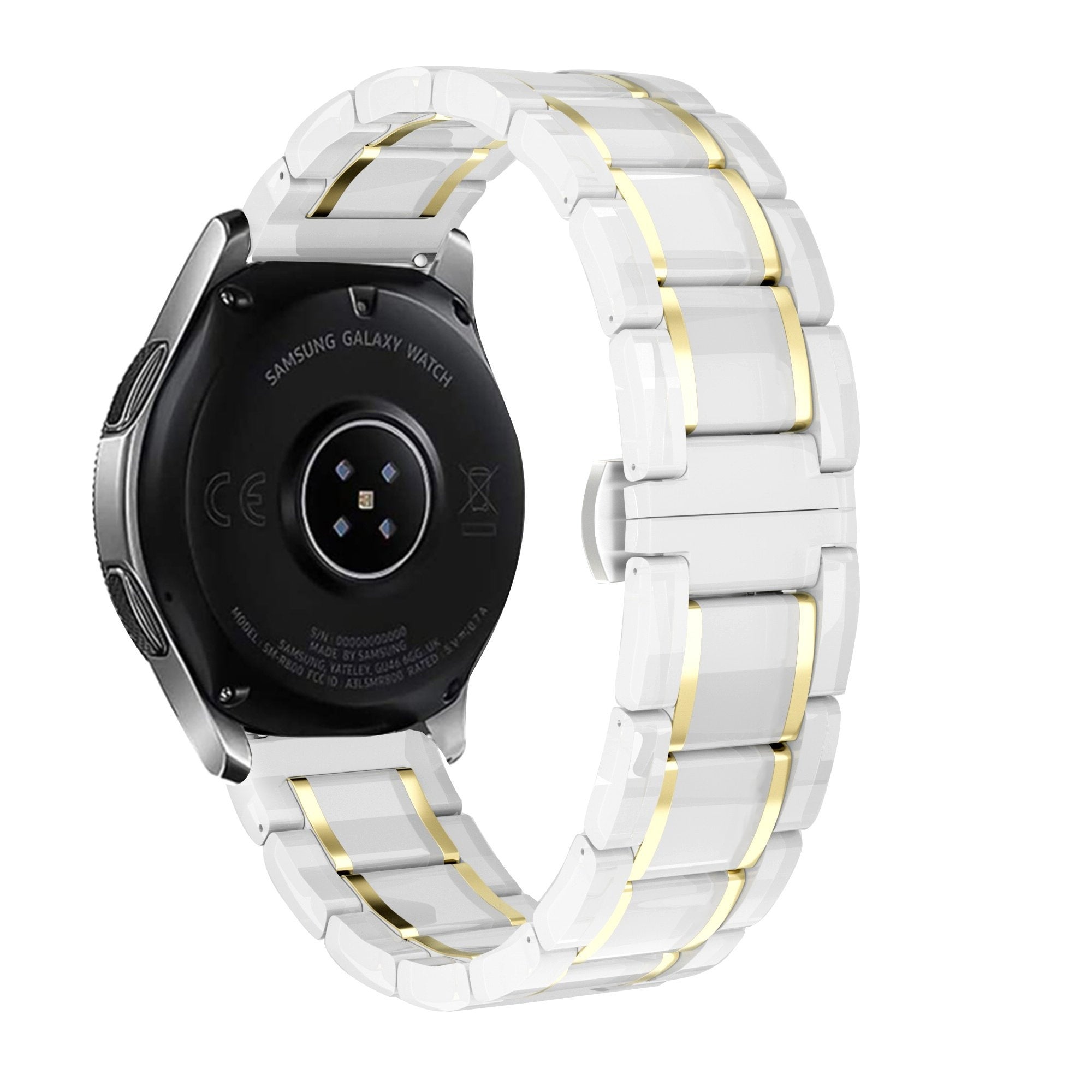 Samsung Galaxy Watch 7 - 44mm Ceramic Link Strap (White/Gold)