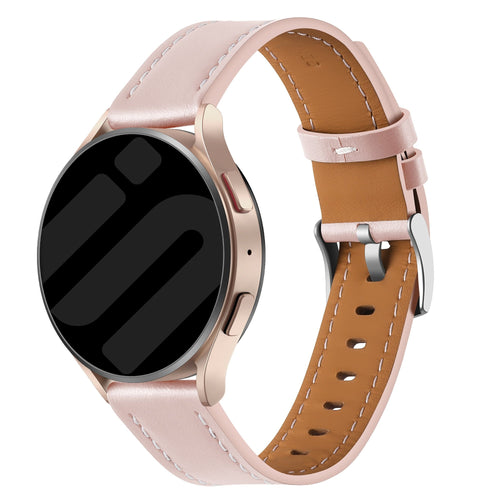 Samsung Galaxy Watch 6 - 44mm 'One Push' Leather Strap (Light Pink)