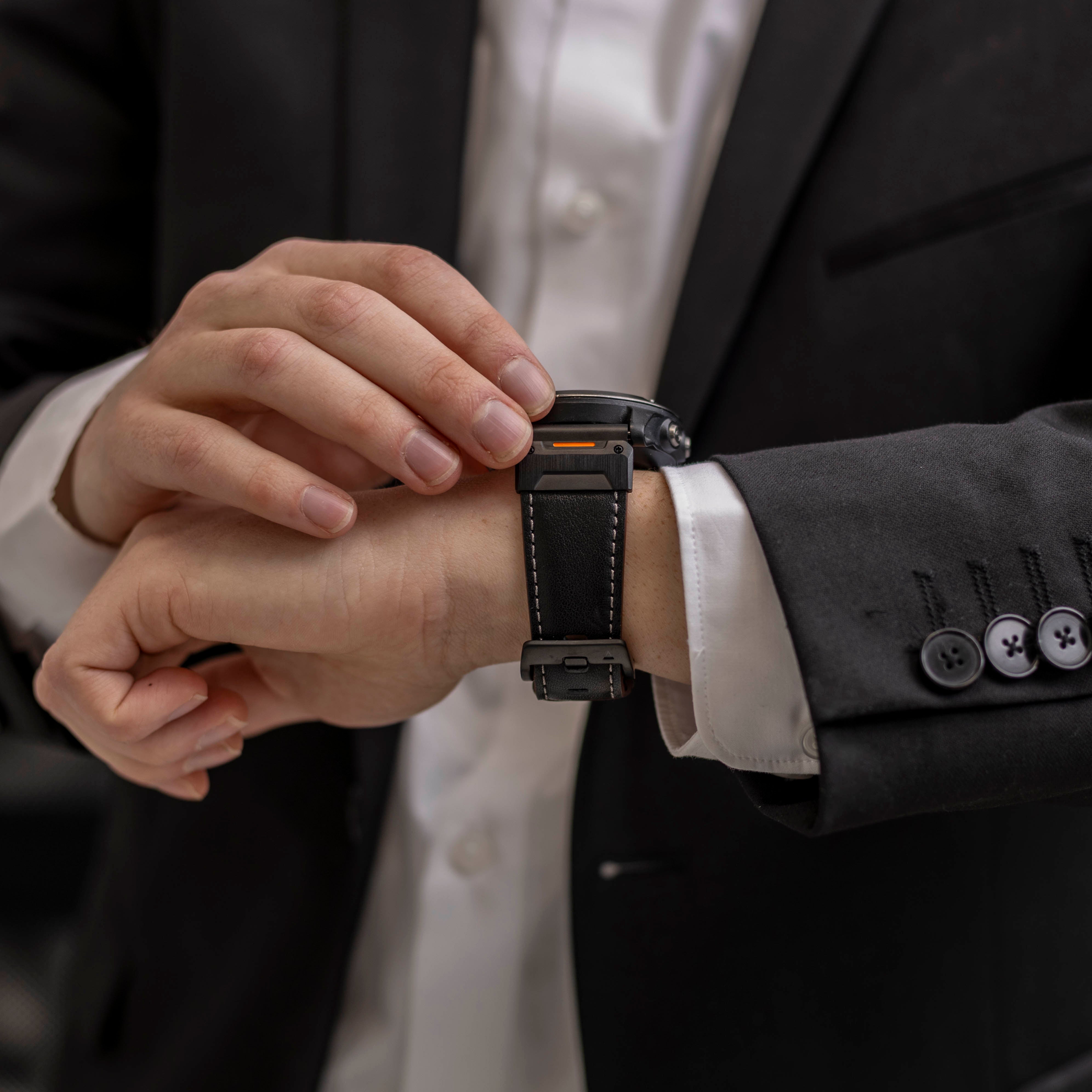 Garmin Fenix 7x Genuine Leather Strap (Black)