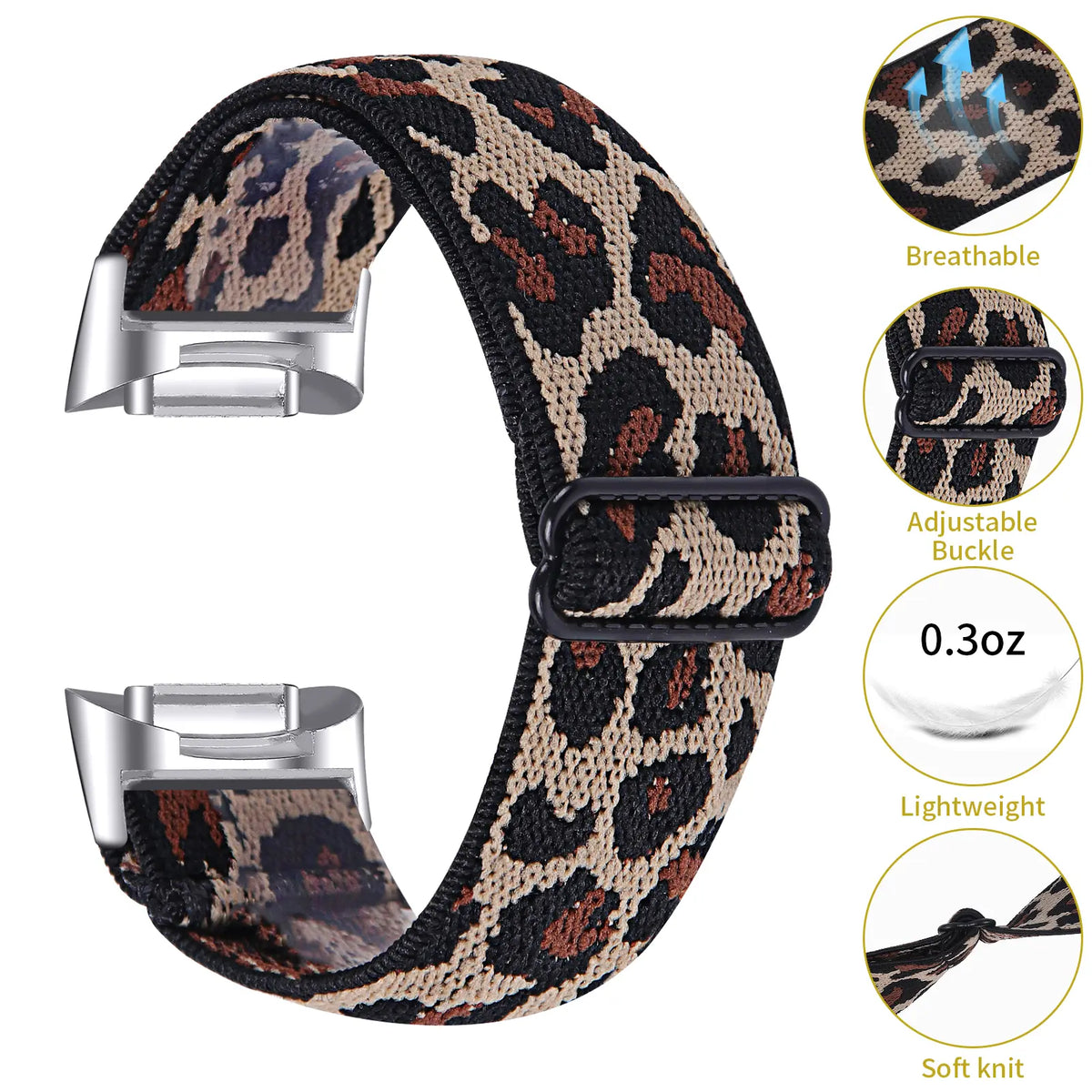Fitbit Charge 6 Elastic Strap (Leopard)
