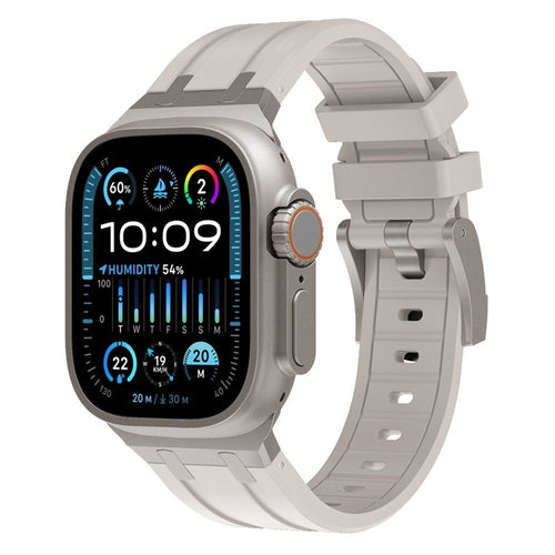 Apple Watch Premium Liquid Silicone Strap (Starlight with Titanium)