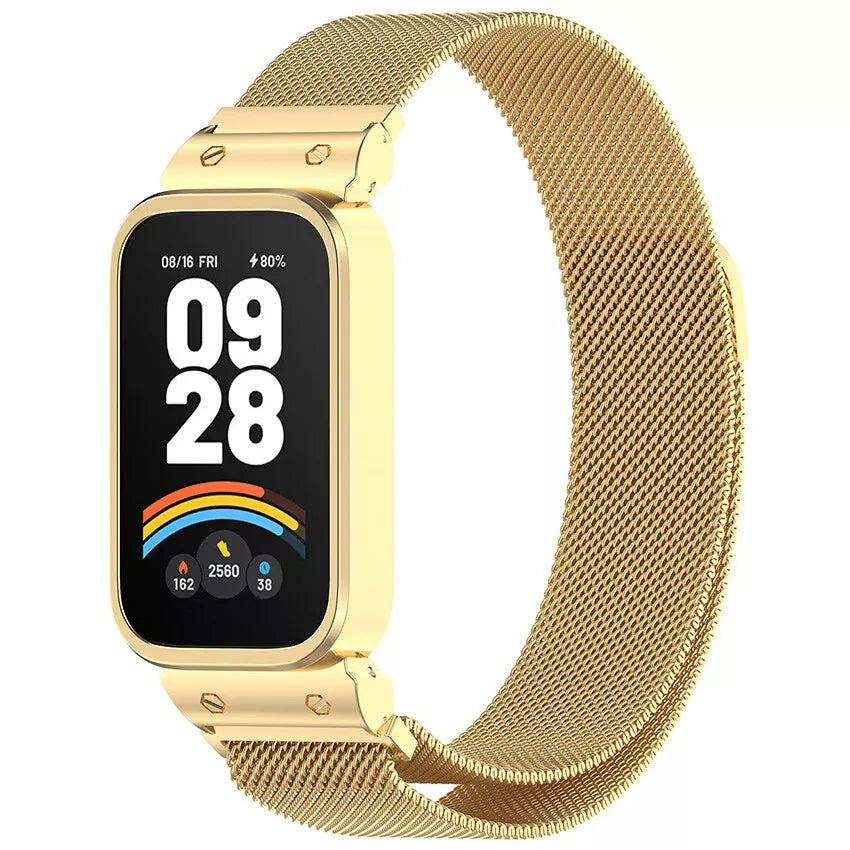 smart band 9 active milanese strap gold