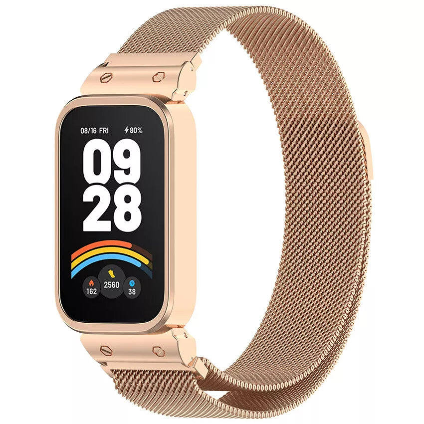 smart band 9 active milanese strap rose gold