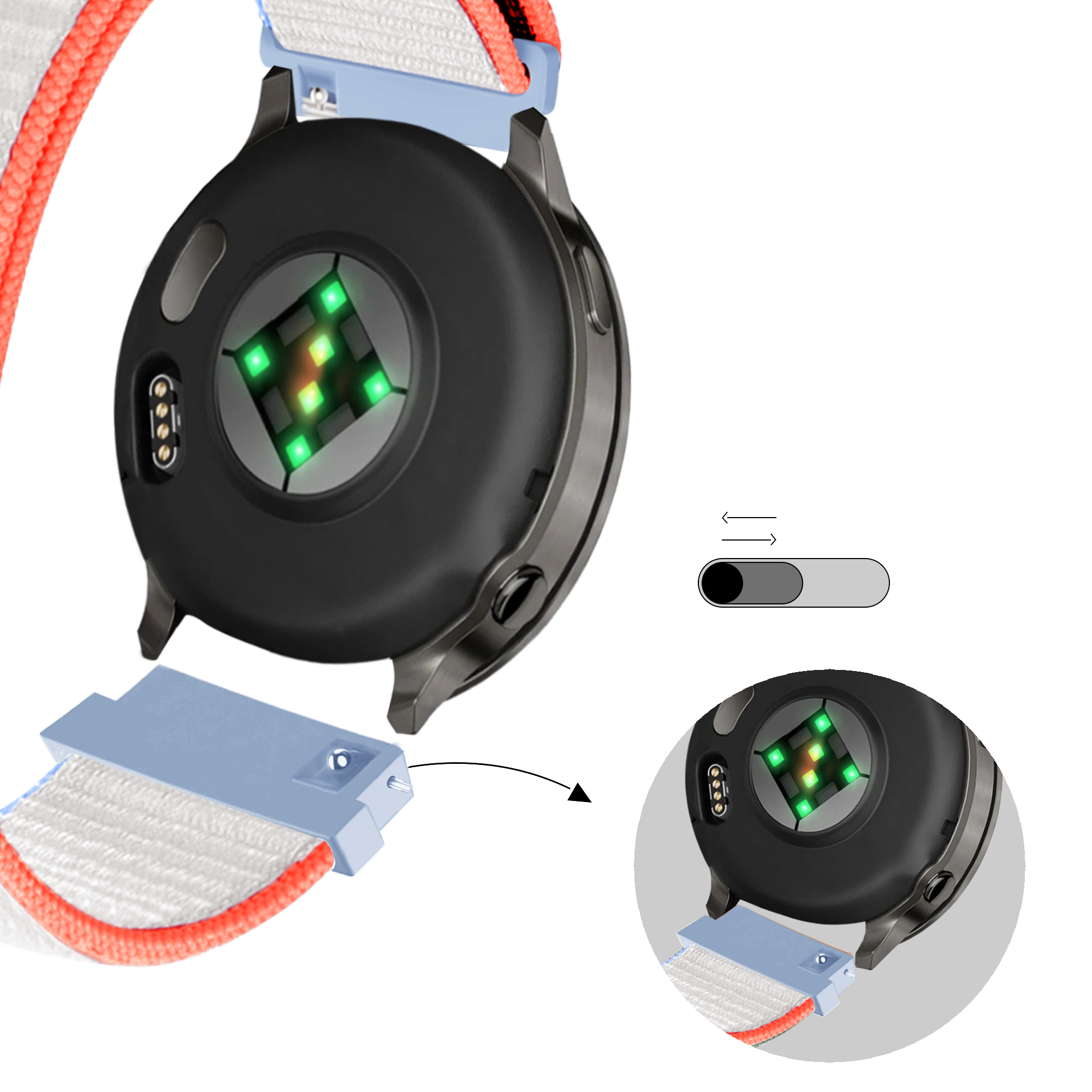 Bandz Garmin Vivoactive 4s Nylon Loop Strap (Milk White)