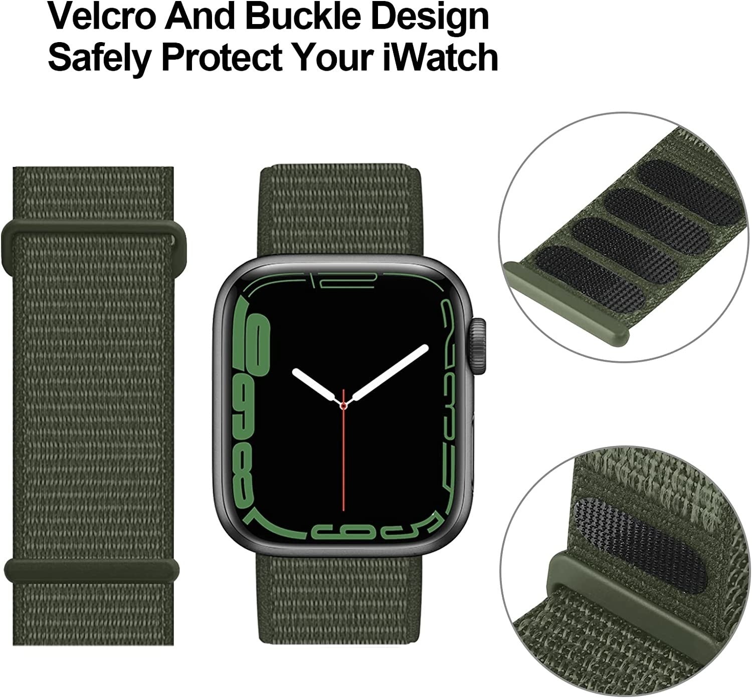 Apple Watch Nylon Loop Strap (Army Green) - Main Image
