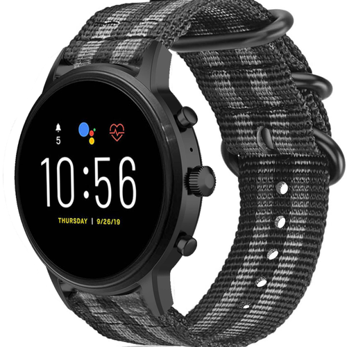 Fossil Gen 4 Explorist (HR) Nylon Strap with Buckle (Black/Grey)