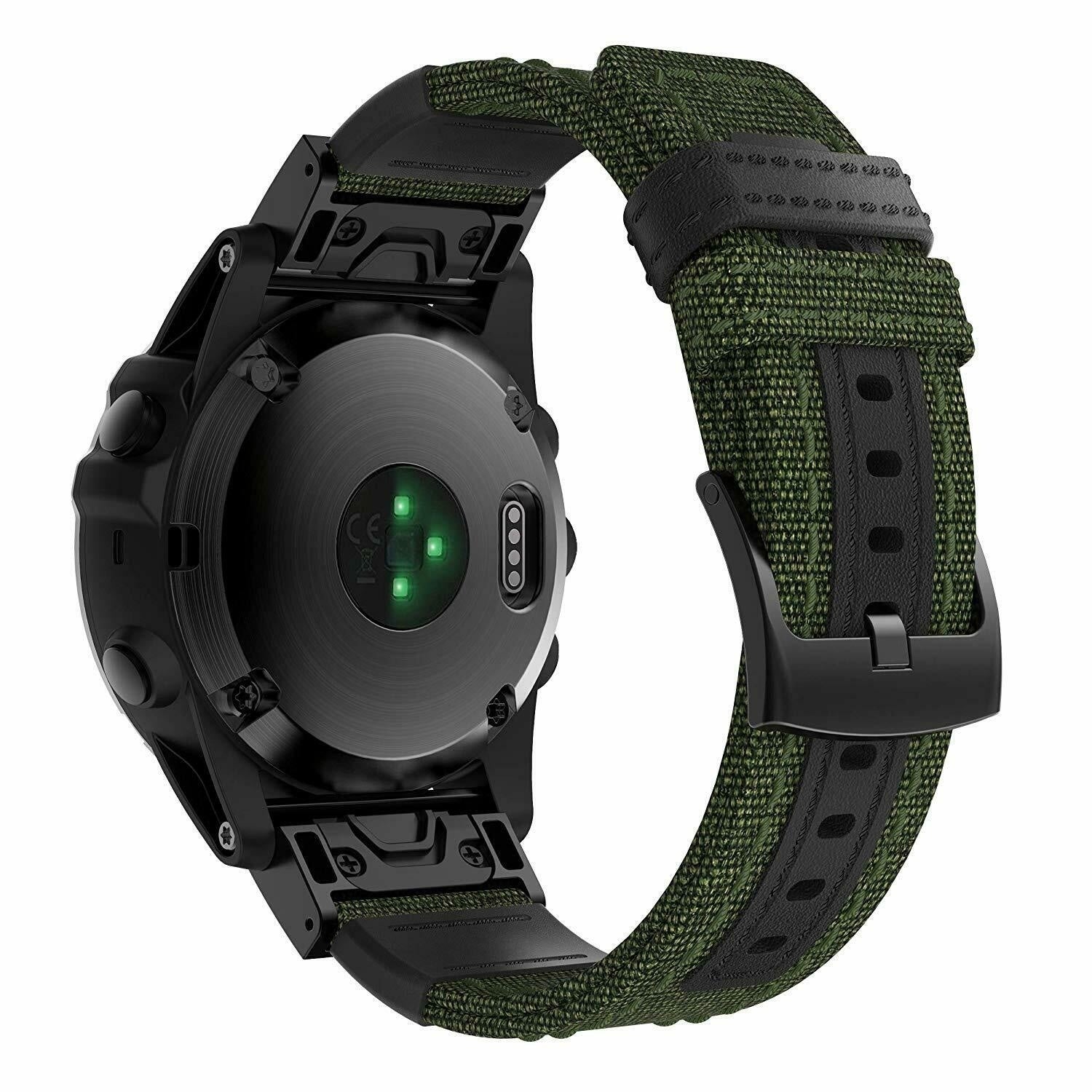 Garmin Fenix 5/6 Hybrid Nylon Strap (Army Green)