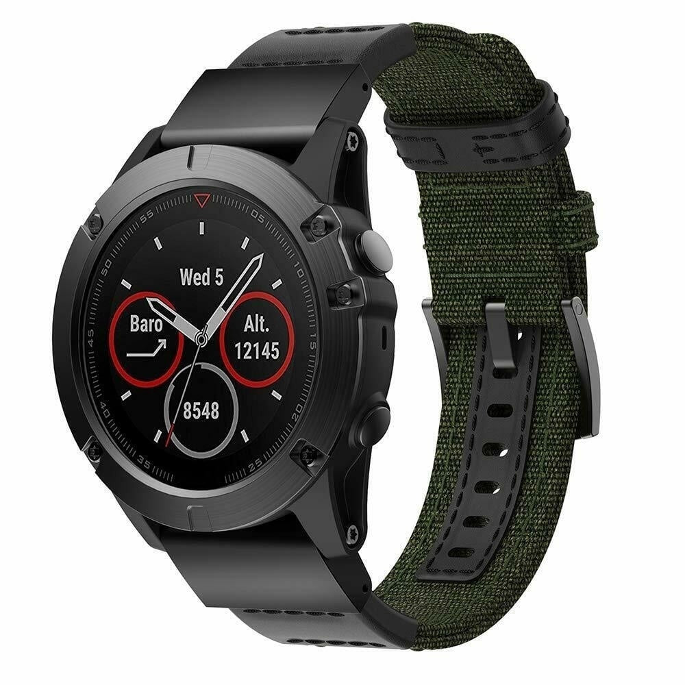 Garmin Forerunner 970 Nylon Hybrid Strap (Army Green)