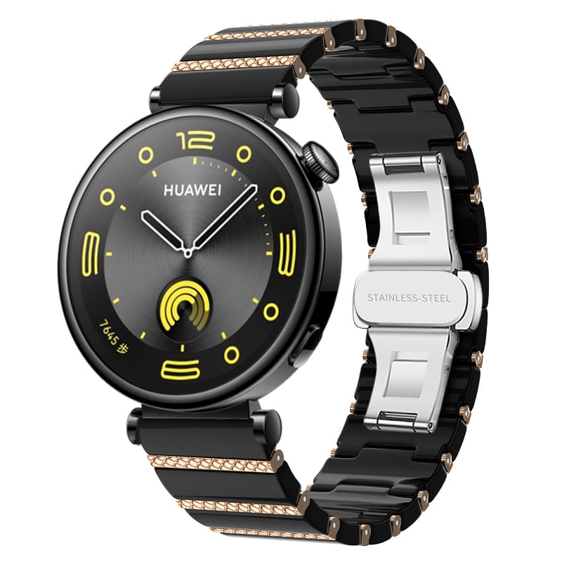 Huawei Watch GT 4 - 41mm One Bead Ceramic Strap (Black/Rose Gold)