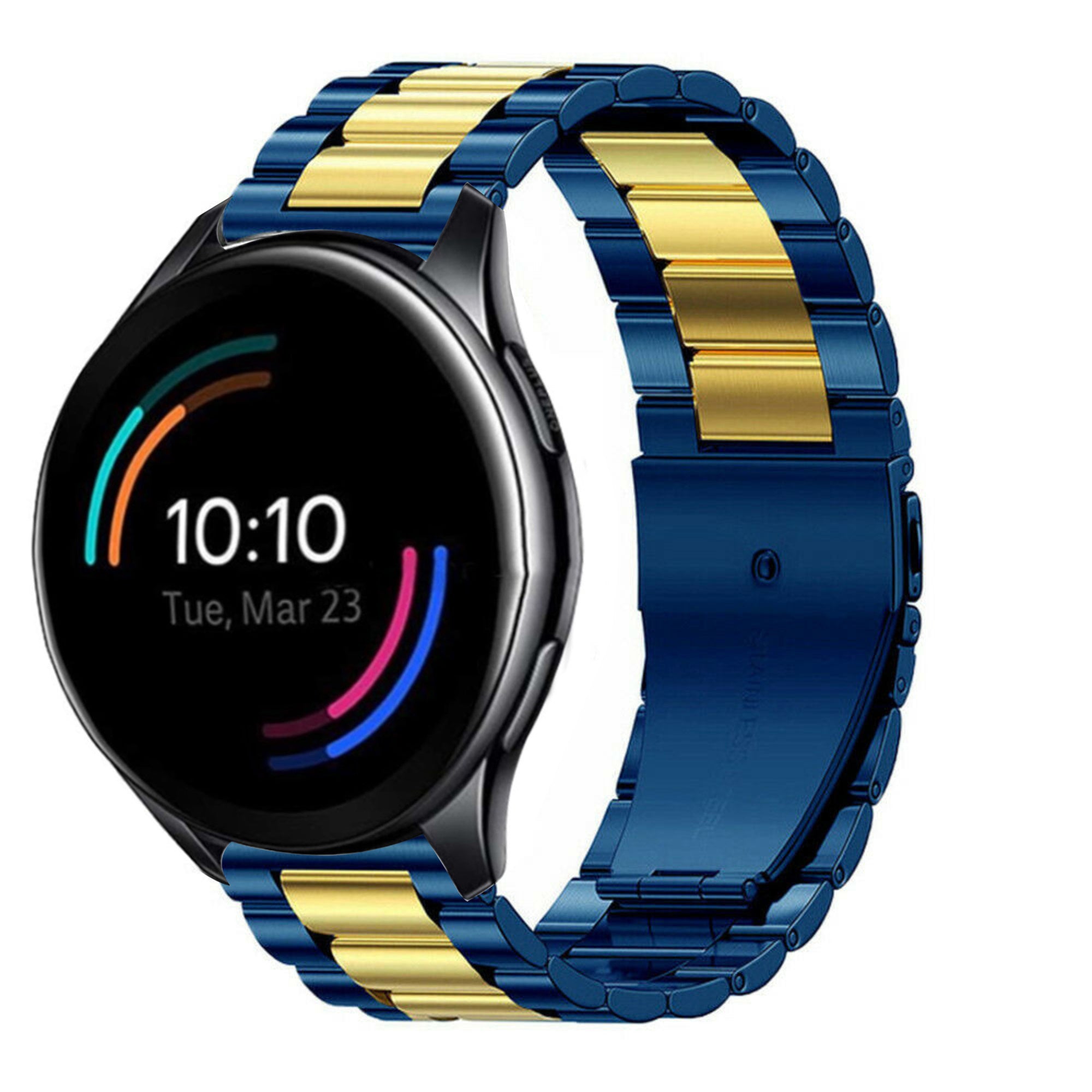 oneplus-watch-stalen-band-blauw-goud