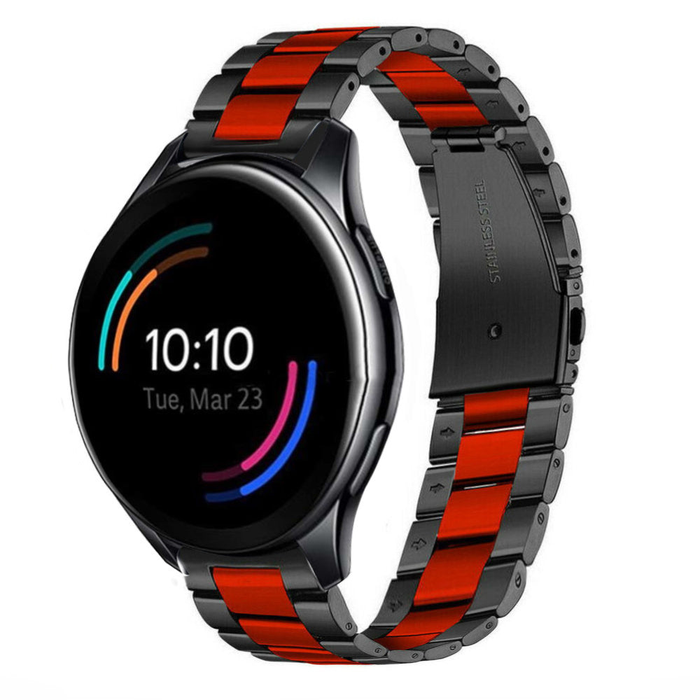 oneplus-watch-stalen-band-zwart-rood