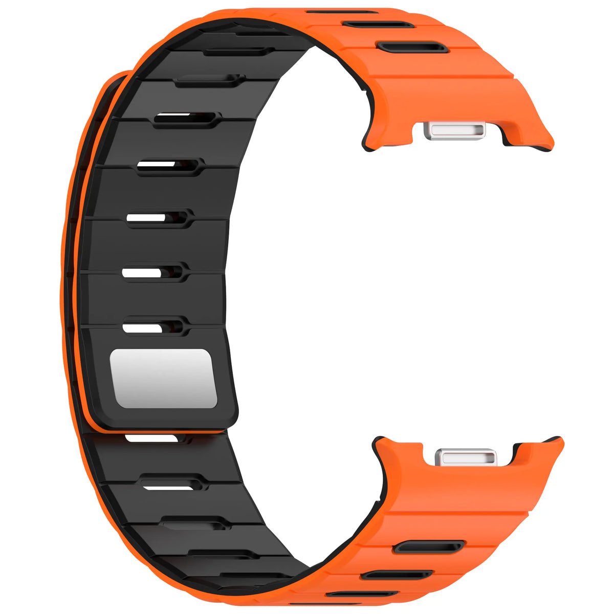 Samsung Galaxy Watch 8 Classic Magnetic Silicone Strap (Orange/Black)