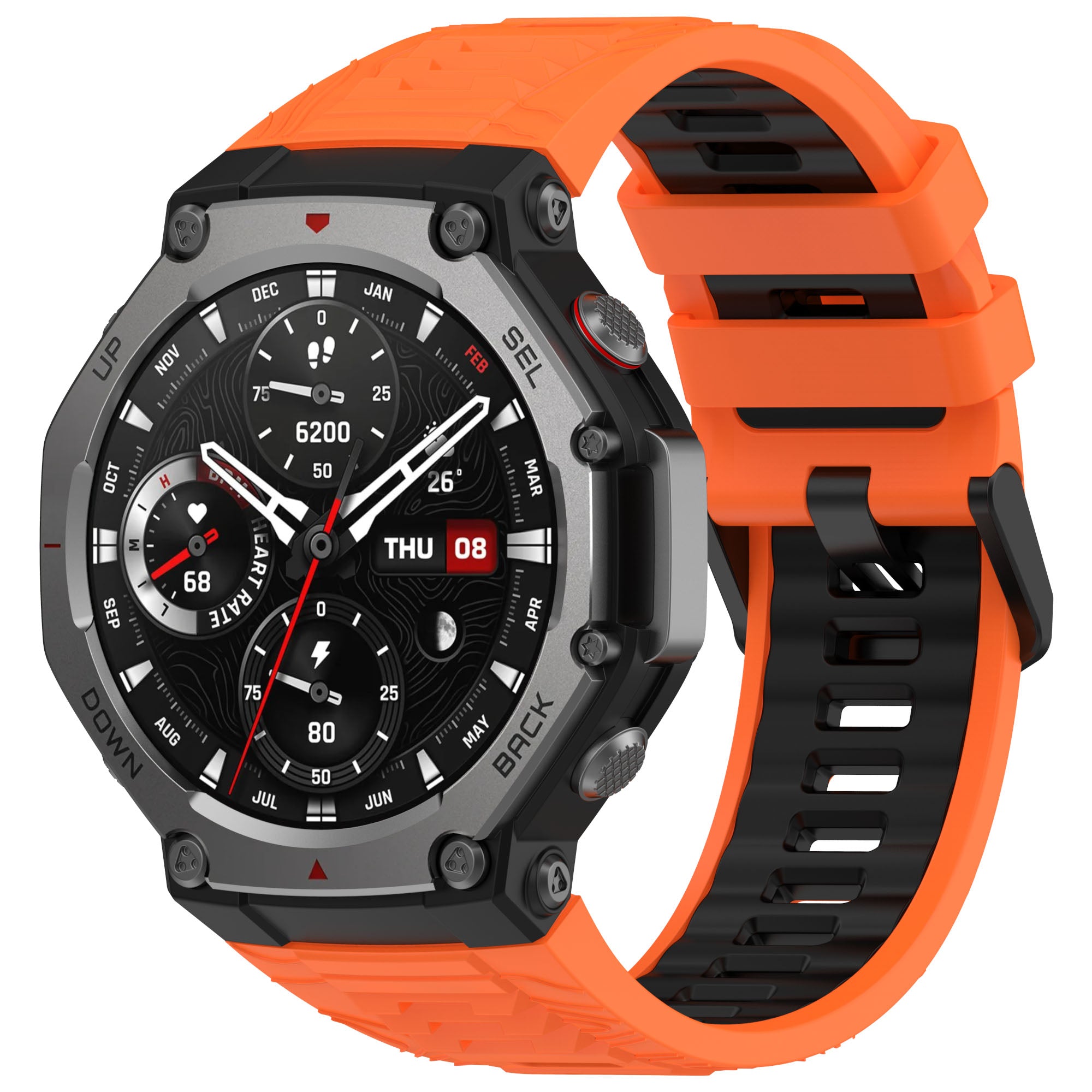 Amazfit T-Rex Silicone Sport Strap (Orange/Black)