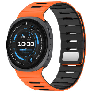 Samsung Galaxy Watch 9 - 44mm Magnetic Silicone Strap (Orange/Black)