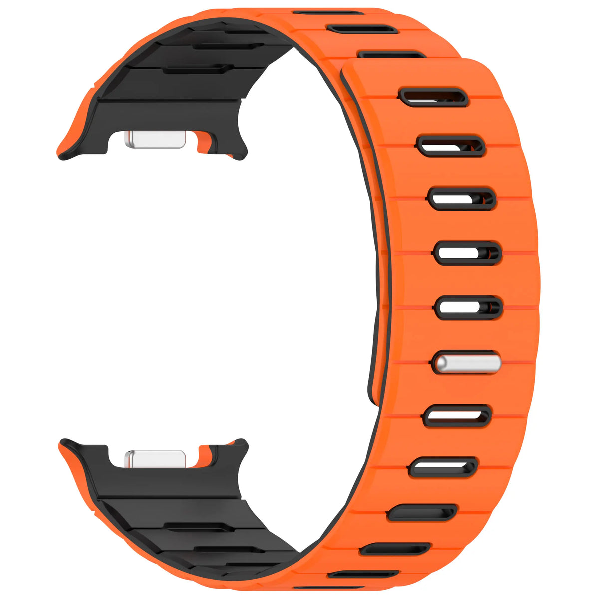 Samsung Galaxy Watch 9 - 44mm Magnetic Silicone Strap (Orange/Black)