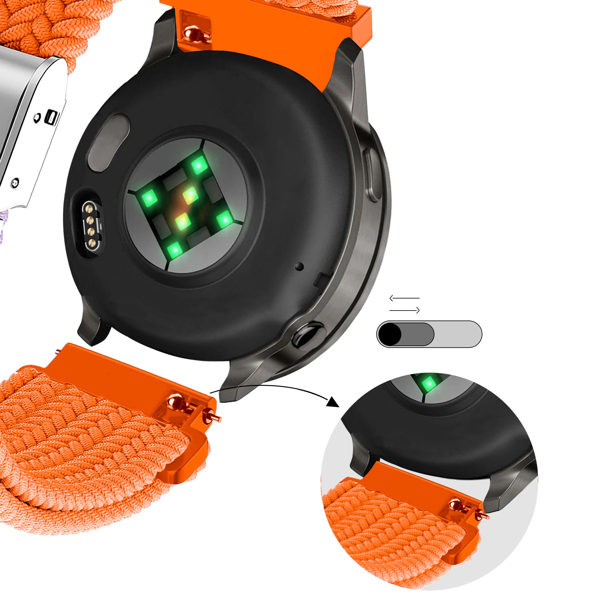 Bandz Garmin Forerunner 255 Woven Nylon Strap (Orange)