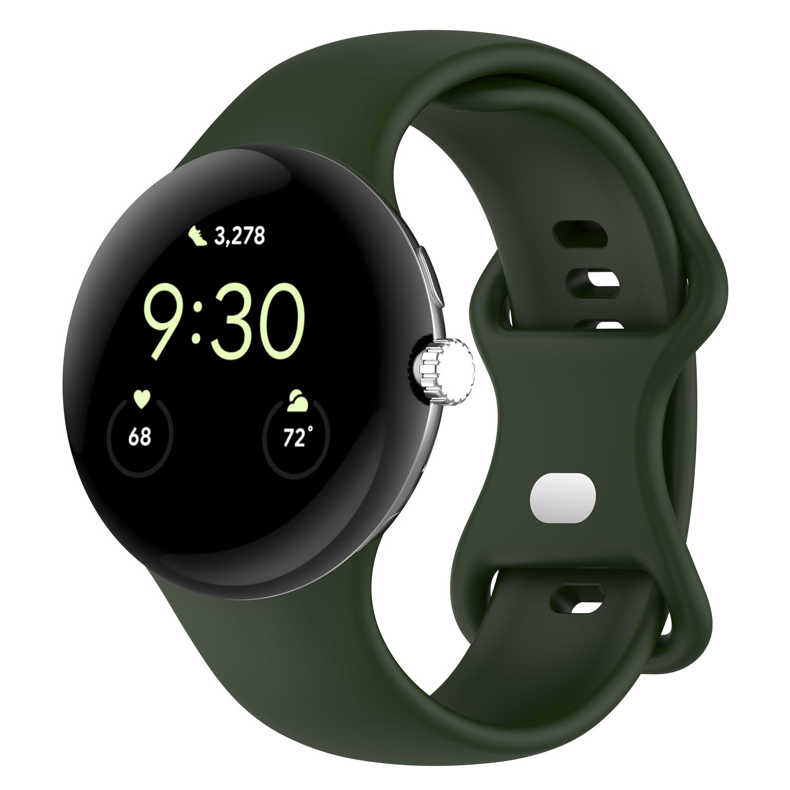 Google Pixel Watch 3 - 45mm Classic Silicone Strap (Dark Green)