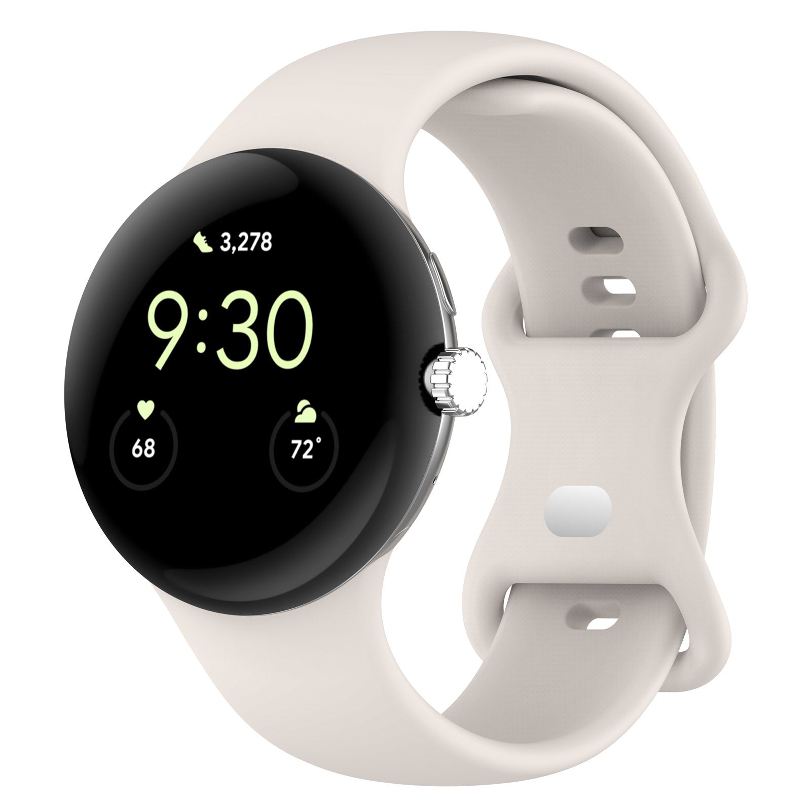 Google Pixel Watch 3 - 45mm Classic Silicone Strap (Sand White)