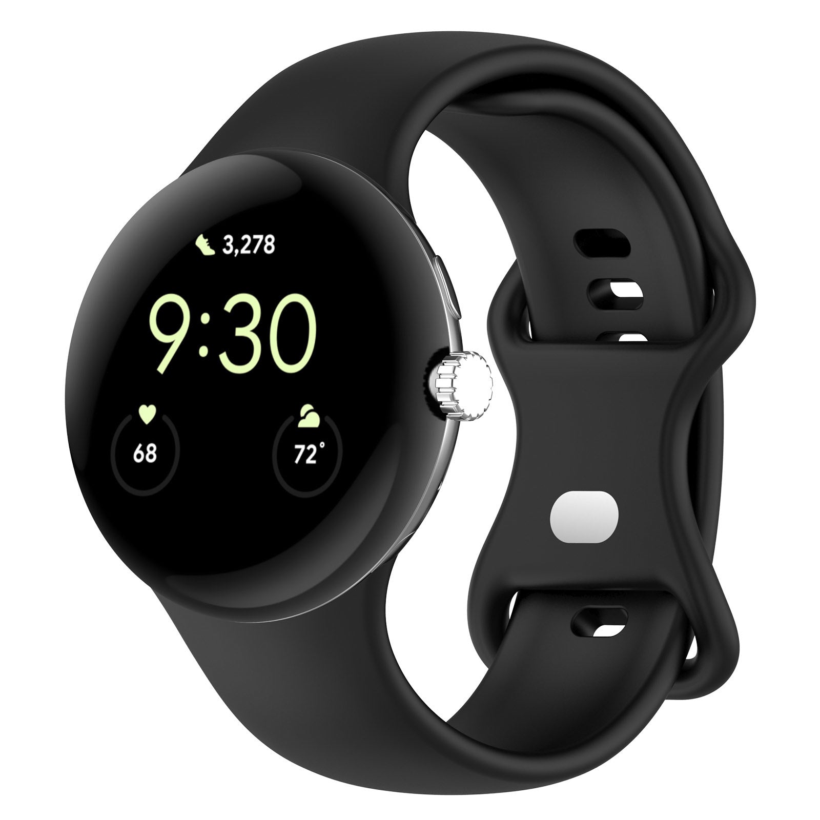 Google Pixel Watch 3 - 45mm Classic Silicone Strap (Black) 