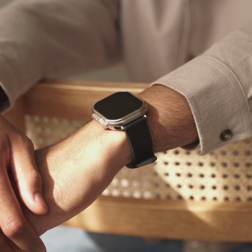 Apple Watch Hybrid Leather Strap with Buckle (Black)