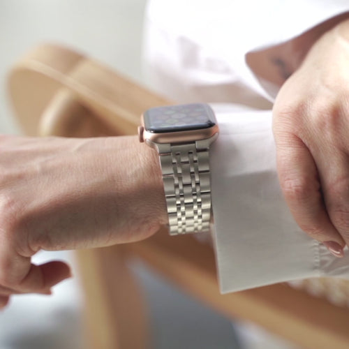 Apple Watch Luxury Steel Link Strap (Starlight)
