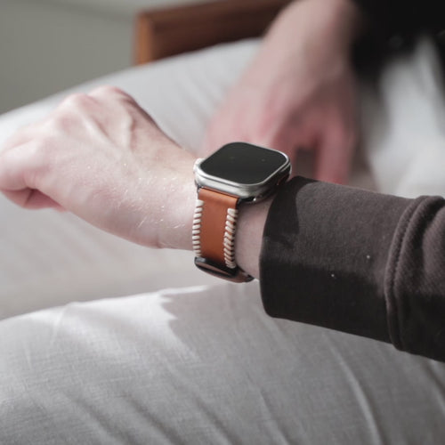 Apple Watch Stitched Leather Strap (Brown)