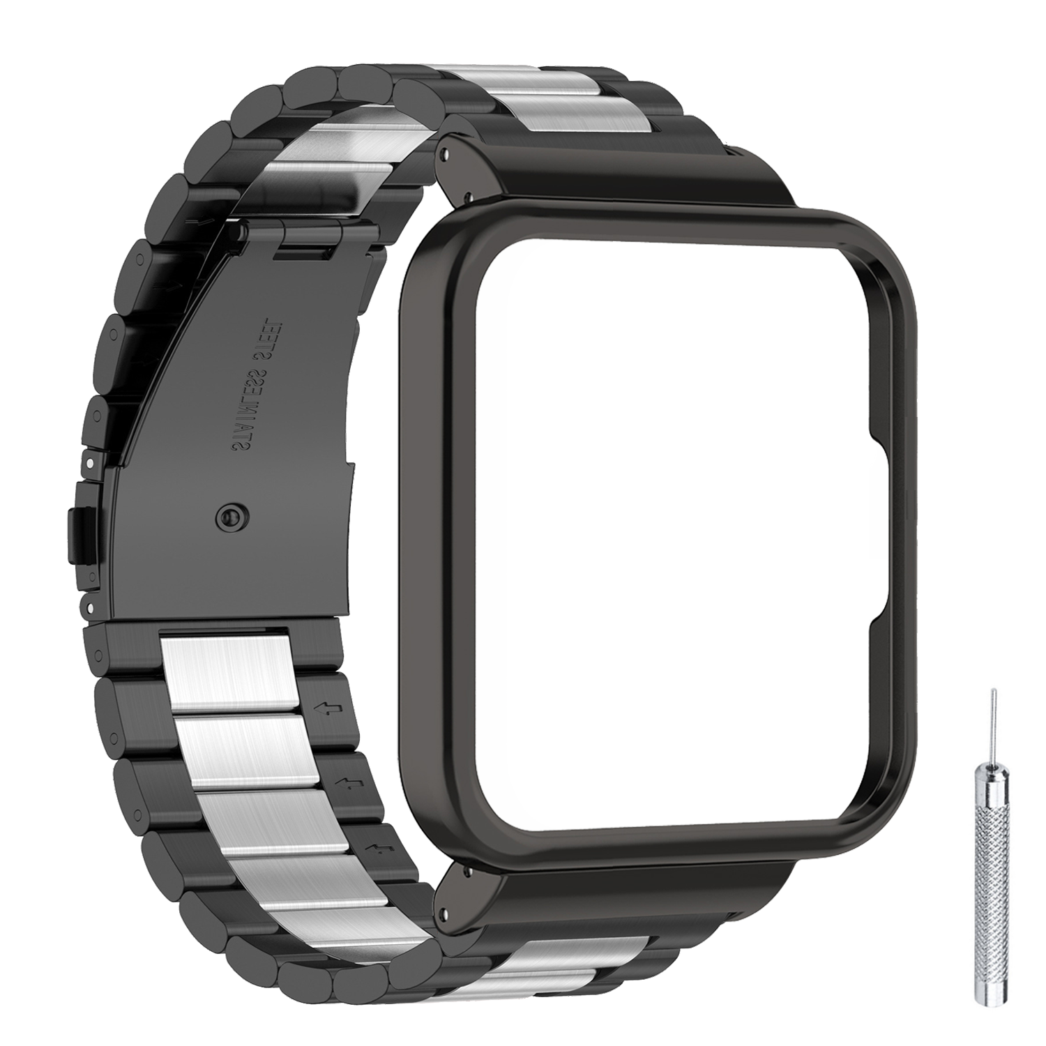 redmi-watch-2-lite-armband-stahl-schwarz-silber